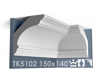  ТК5102 Карниз гладкий из гипса АртМодуль hh150x140