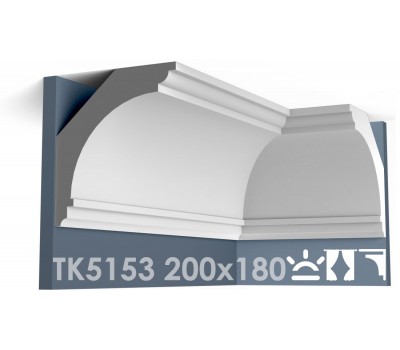  ТК5153 Карниз гладкий из гипса АртМодуль hh200x180